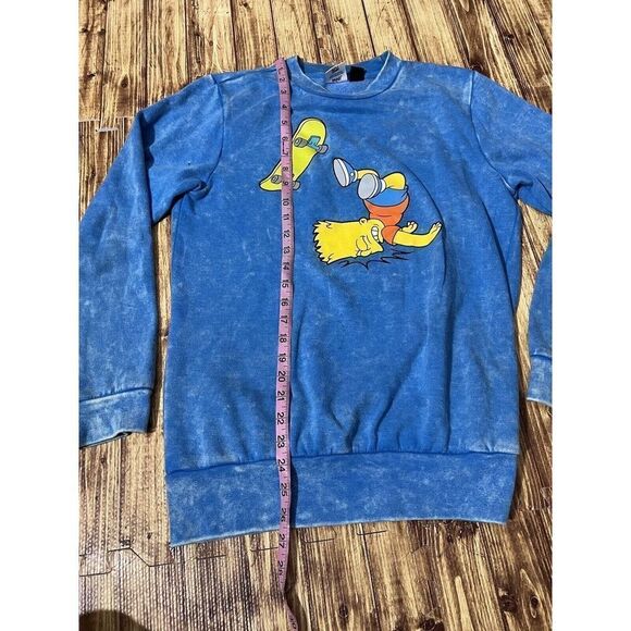 Mad Engine Simpsons Sweater Blue Bart Simpson Skateboard Faded - Picture 7 of 10